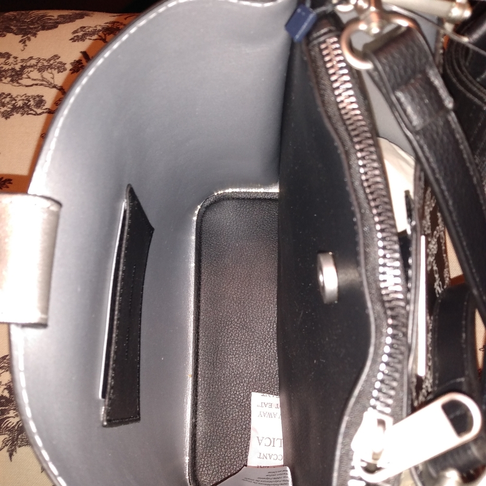 French Connection Adiana Monogram bucket shoulder bag camilla studs wall… - Picture 5 of 16